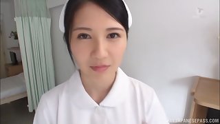 Quickie fucking on the hospital bed with horny nurse Sakamoto Sumire